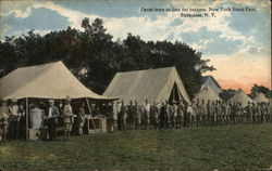 Farm Boys in Line for Rations, New York State Fair Postcard