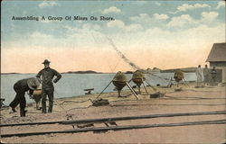 Assembling a Group of Mines on Shore Postcard