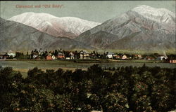 Claremont and "Old Baldy" California Postcard Postcard