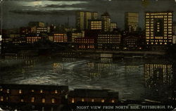 Night view from North Side Pittsburgh, PA Postcard Postcard