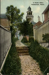 A Stone Alley Nantucket, MA Postcard Postcard