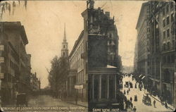 Tremont St. Looking South From Kings Chapel Aabout 1850 Same View 1907 Postcard