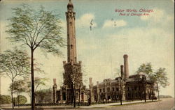 Water Works, Foot of Chicago Ave Illinois Postcard Postcard