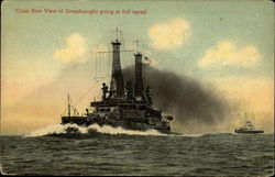 Close Bow View of Dreadnaught Going at Full Speed Navy Postcard Postcard