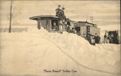 Snow Bound Trolley Cars Postcard