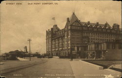 Street View, Dock, Hotel Chamberlain, Kimberly's Store Old Point Comfort, VA Postcard Postcard