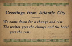 Greetings From Atlantic City New Jersey Postcard Postcard