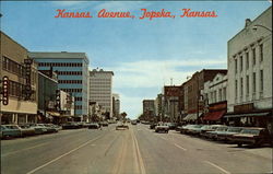 Kansas Avenue looking south, main street of Topeka Postcard