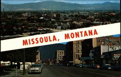 Aerial View of Town and View of Downtown Missoula, MT Postcard Postcard