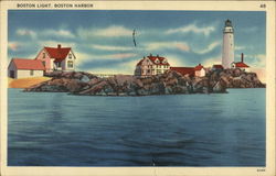 Boston Light, Boston Harbor Massachusetts Postcard Postcard