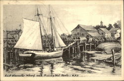 East Gloucester Wharf and Fishing Net Reels Postcard