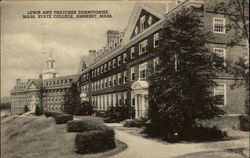 Lewis and Thatcher Dormitories, Mass. State COllege Postcard