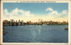 Skyline along Charles River Boston, MA Postcard Postcard