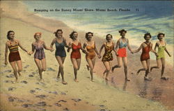 Romping on the Sunny Miami Shore Miami Beach, FL Postcard Postcard