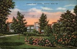 Pontiac High School Michigan Postcard Postcard