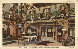 Lobby, Lake McDonald Hotel Postcard