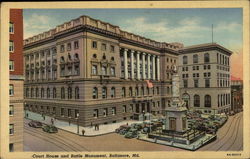 Court House and Battle Monument Postcard