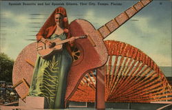 Spanish Senorita and her Spanish Gitarra, Ybor City Tampa, FL Postcard Postcard