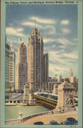 Tribune Tower and Michigan Avenue Bridge Postcard