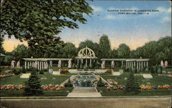 Sunken Gardens in Lakeside Park Postcard