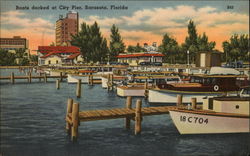 Boats Docked at City Pier Postcard