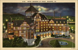 Hotel Roanoke at night Postcard