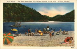 Beach, Lake and Mountain at Hungry Mother State Park Postcard