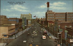 Broadway, Looking North in Fargo, North Dakota Postcard Postcard