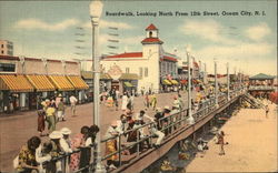 Boardwalk, Looking North from 12th Street Ocean City, NJ Postcard Postcard