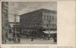 A Busy Corner, Main and Centre Streets Brockton, MA Postcard Postcard