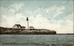 Portland Headlight from Water Postcard