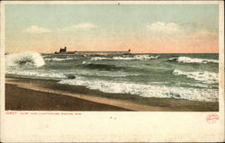 Surf and Lighthouse Racine, WI Postcard Postcard