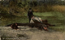 An Alligator Hunter, Panama Postcard