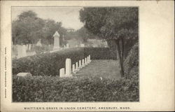 Whittier's Grave in Union Cemetery Amesbury, MA Postcard Postcard