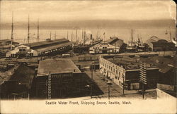 Seattle Water Front, Shipping Scene Postcard