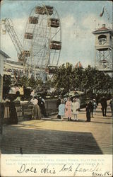 A Combination - Chime Tower, Ferris Wheel, Giant See-Saw Coney Island, NY Postcard Postcard