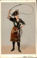 Cowgirl Swinging Her Lasso Cowboy Western Postcard Postcard