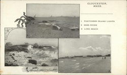 Thatchers Island Lights, Bass Rocks, Long Beach Postcard