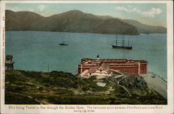 Ship Being Towed to sea through the Golden Gate San Francisco, CA Postcard Postcard