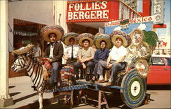 Donkey Cart and Tourists Tijuana, Mexico Postcard Postcard