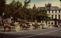 Carriages and Place D'Armes Quebec Canada Postcard Postcard