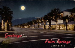 Picturesque Palm Canyon Drive at Night Palm Springs, CA Postcard Postcard