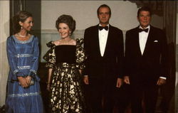 King Juan Carlos of Spain and his wife, Queen Sophia with the Reagans Postcard