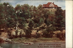 End of Toboggan Slide and Black Hawk's Watch Tower Rock Island, IL Postcard Postcard