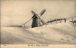 Old Mill in Winter Nantucket, MA Postcard Postcard