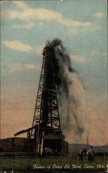 Gusher in Tulsa Oil Field Postcard