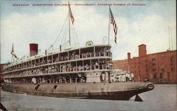 Steamship "Christopher COlumbus" (Waleback) entering harbor Postcard