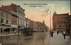 Main St. South from Court Square Springfield, MA Postcard Postcard