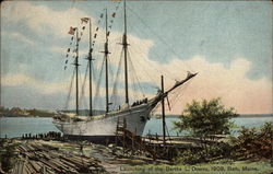 Launching of the Bertha L. Downs, 1908 Postcard