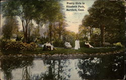 Pretty Girls in Elizabeth Park Hartford, CT Postcard Postcard